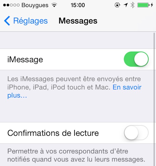 On peut empêcher son correspondant de voir si le message a été lu dans les réglages de l'application Messages sur iOS. L'option est également présente dans les paramètres du client Mac. En revanche, l'émetteur sera toujours informé quand le message aura été distribué (mais pas forcément lu).